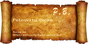 Petrovity Benke névjegykártya